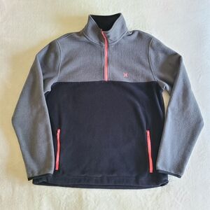Hurley Mens M gray black pink fleece quarter zip pullover